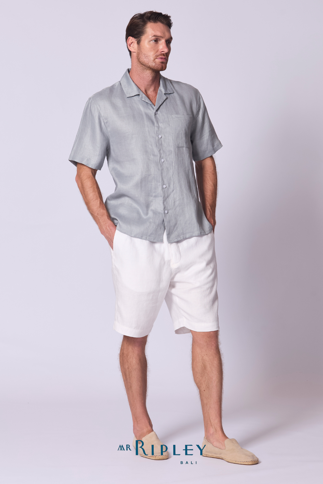 Camp Linen Shirt in Dove Grey