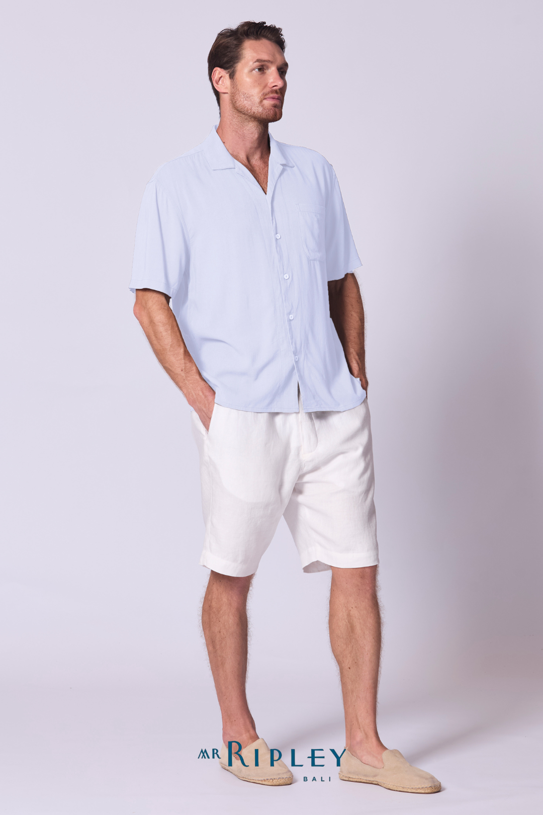 Camp Shirt Cotton Linen Viscose in Chambray