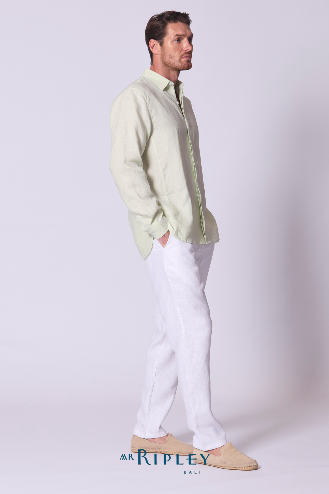 Classic Linen Shirt Long Sleeve in Seafoam
