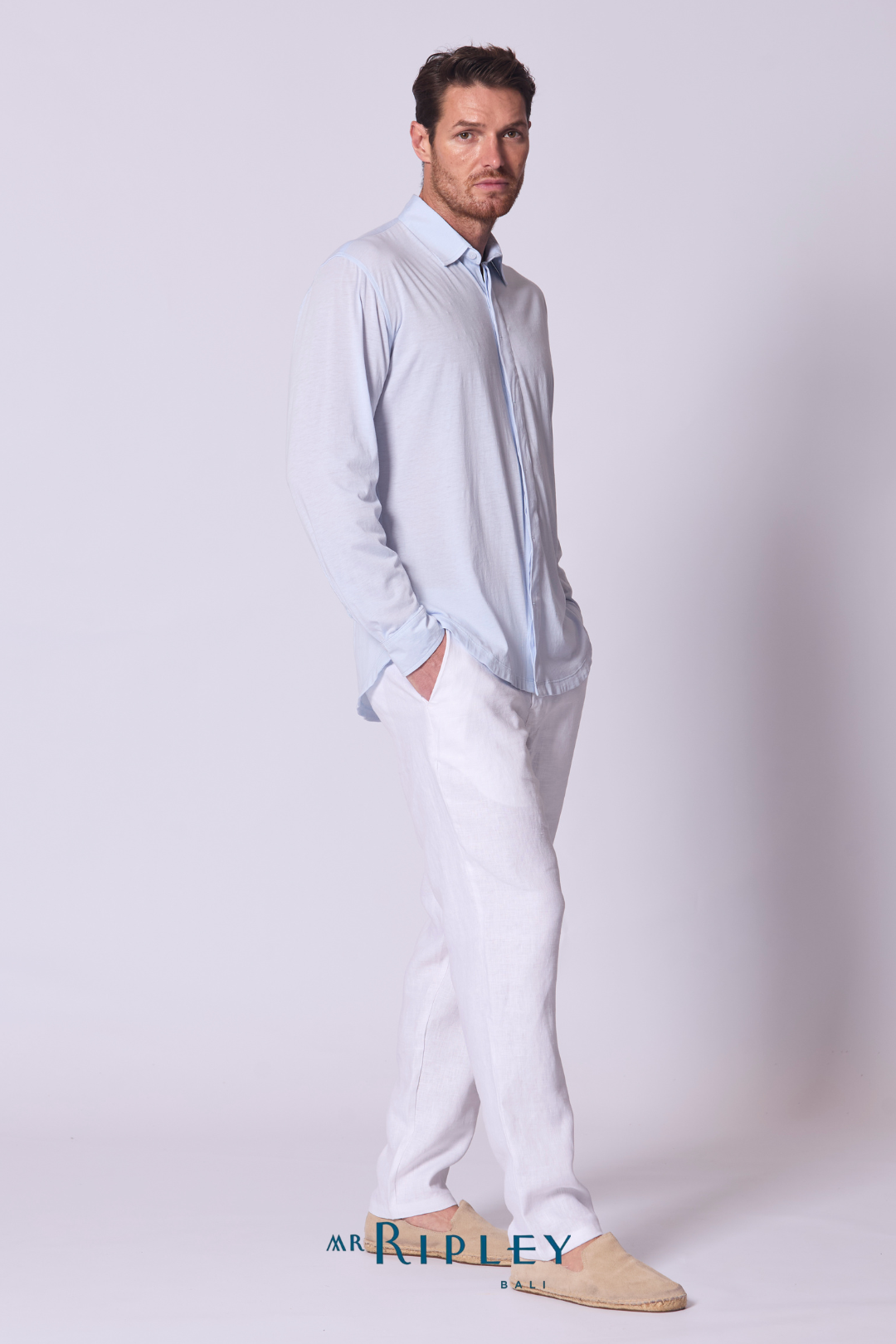 Cotton Supima Jersey Shirt in Chambray