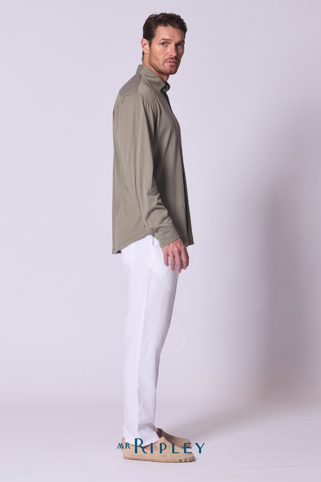 Cotton Supima Jersey Shirt in Khaki