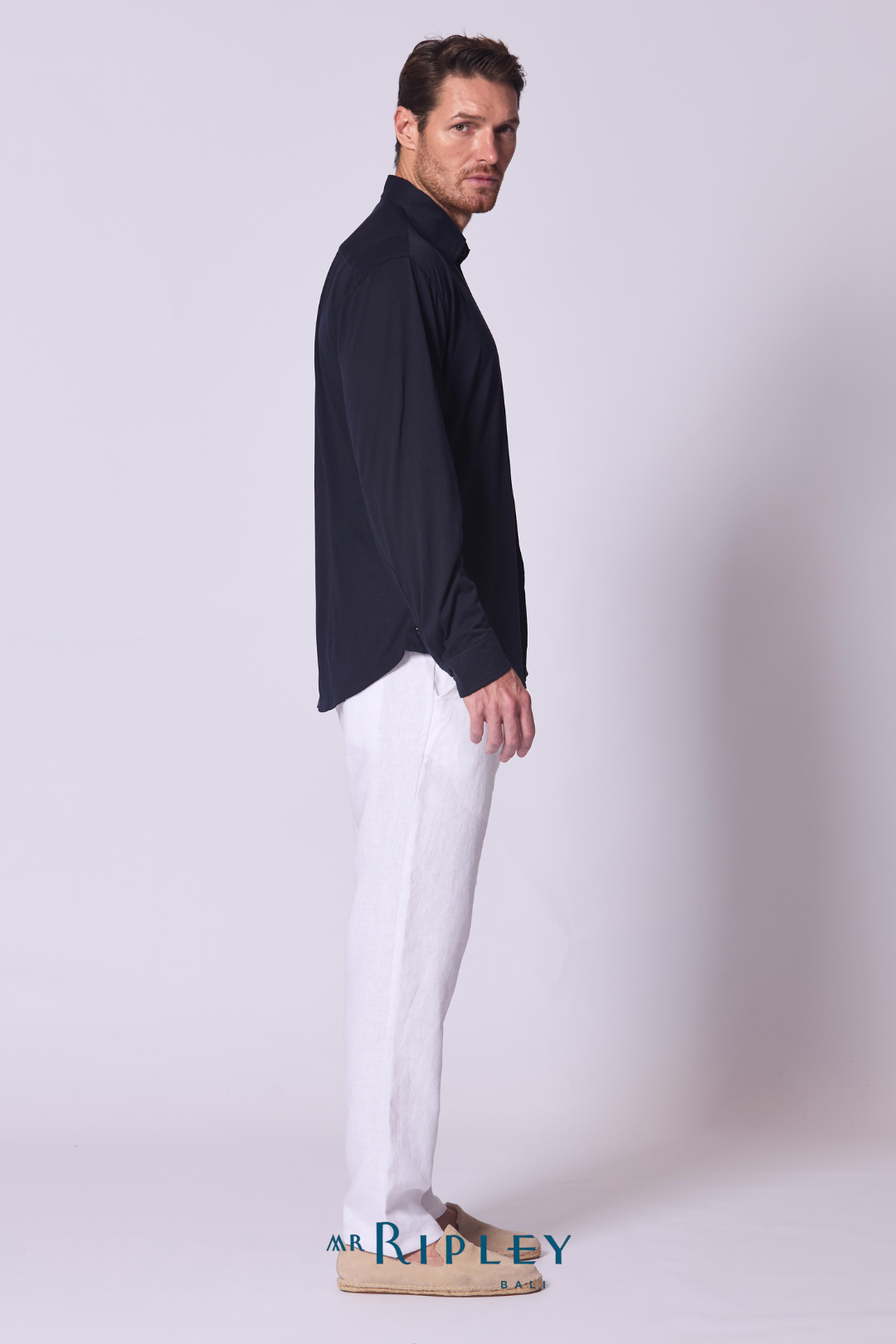 Cotton Supima Jersey Shirt in Navy