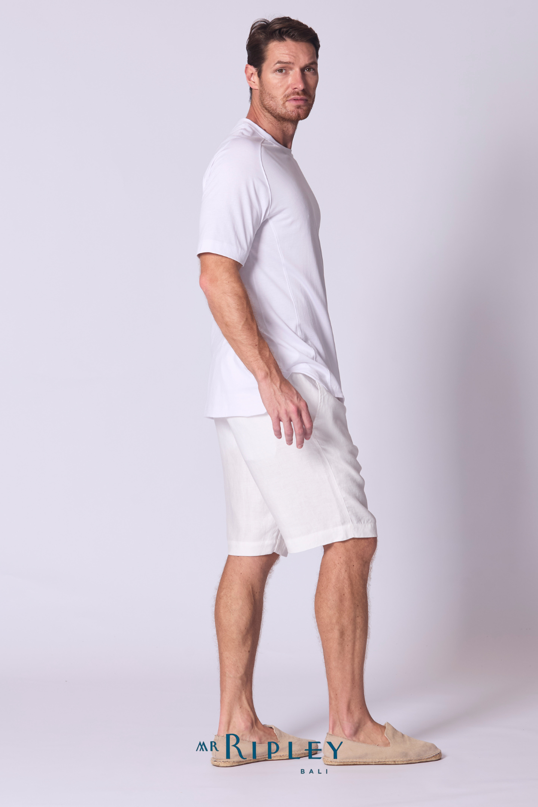 Cotton Supima Notched T Shirt in White