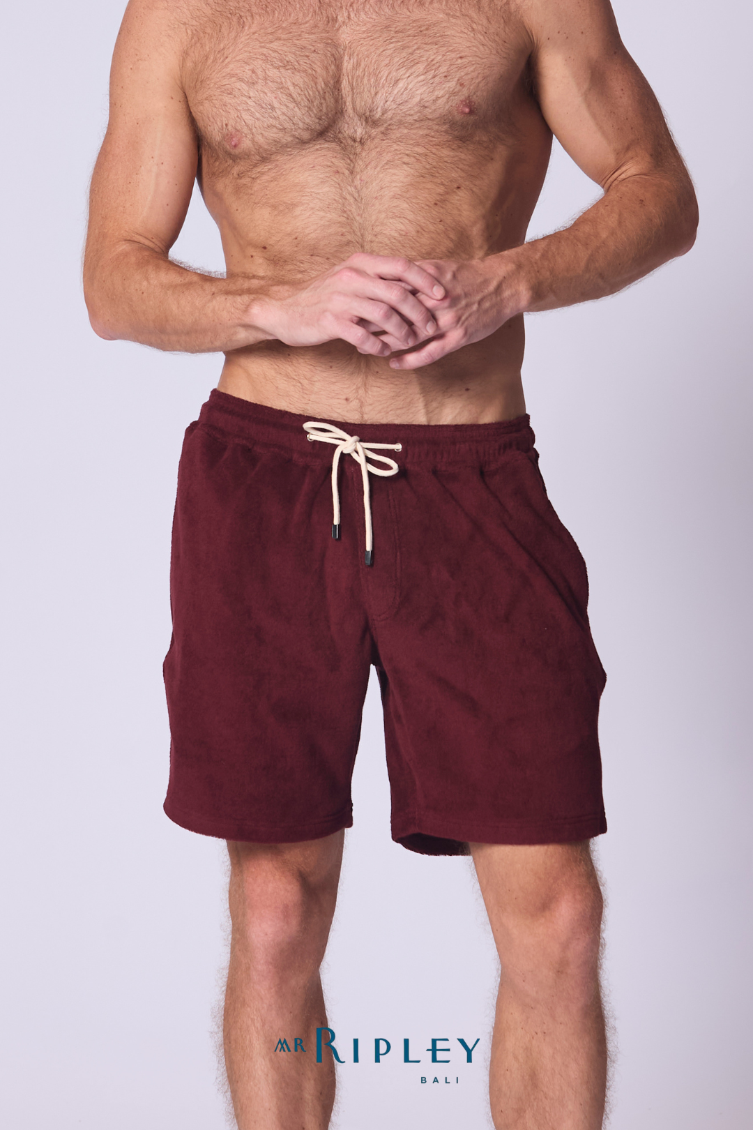 Cotton Terry Towelling Beach Short in Picasso Red
