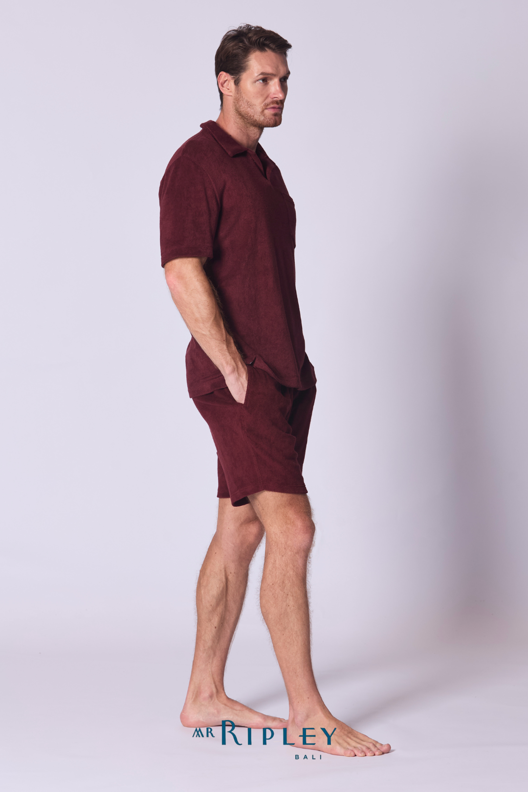 Cotton Terry Towelling Polo Shirt in Picasso Red