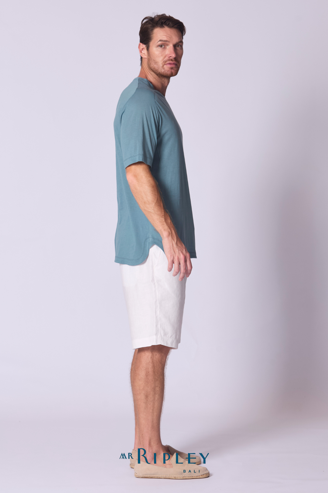Cotton Supima Notched T Shirt in Capri Blue