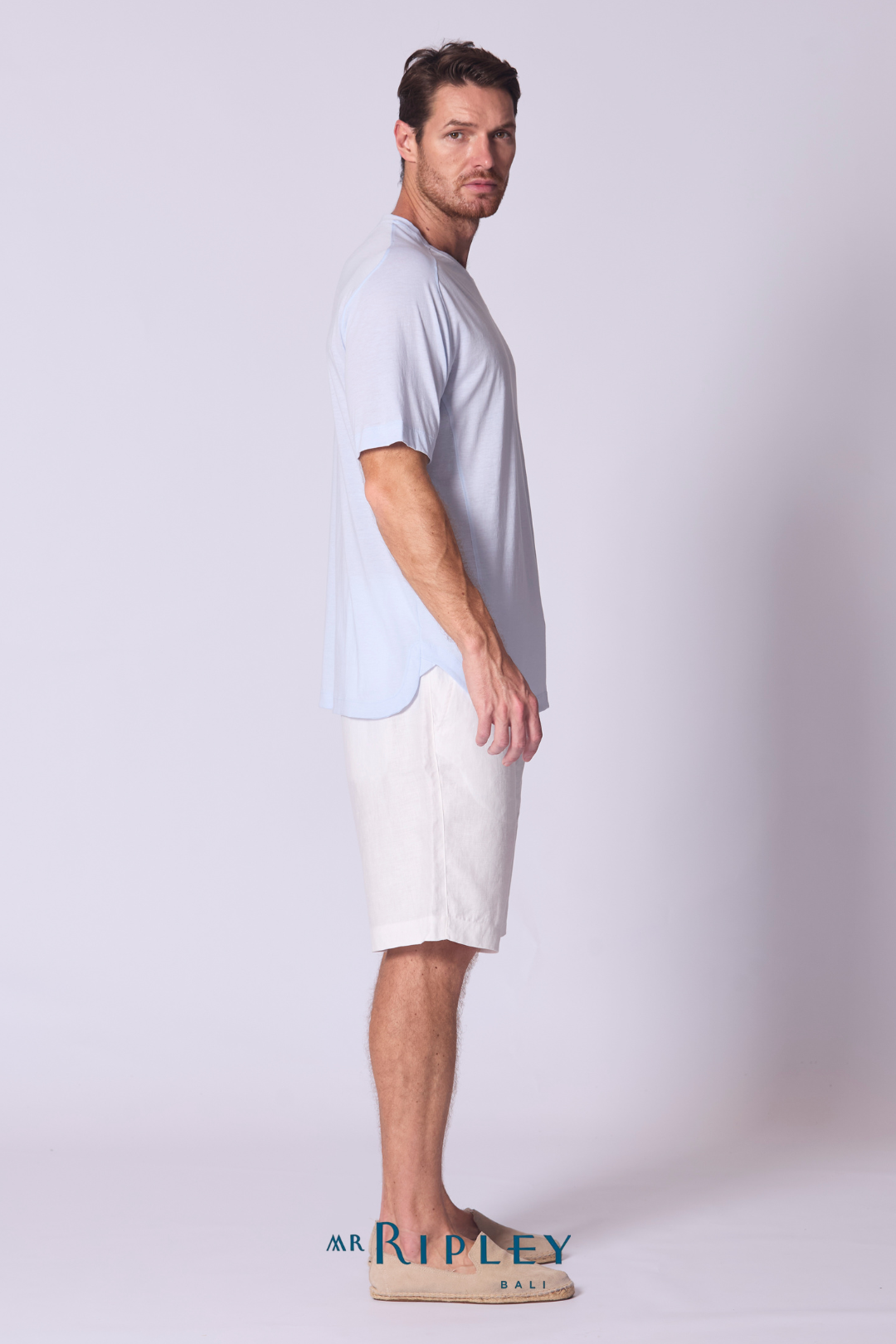 Cotton Supima Notched T Shirt in Chambray