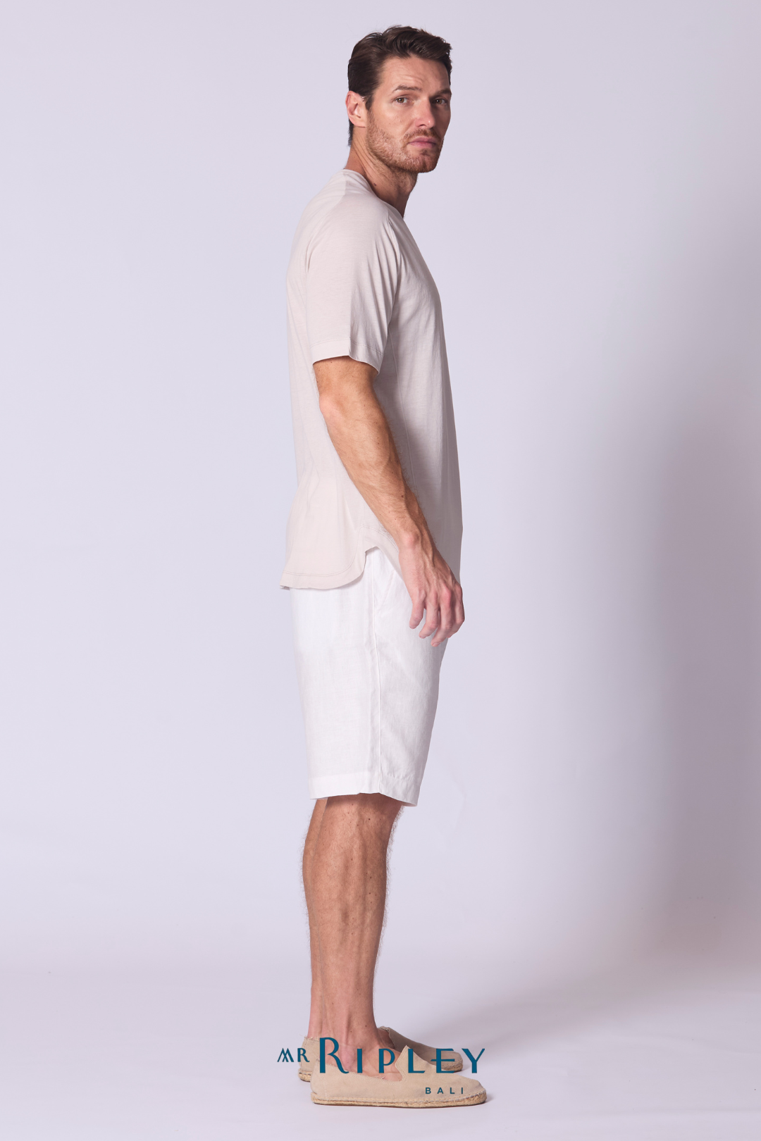 Cotton Supima Notched T Shirt in Stone