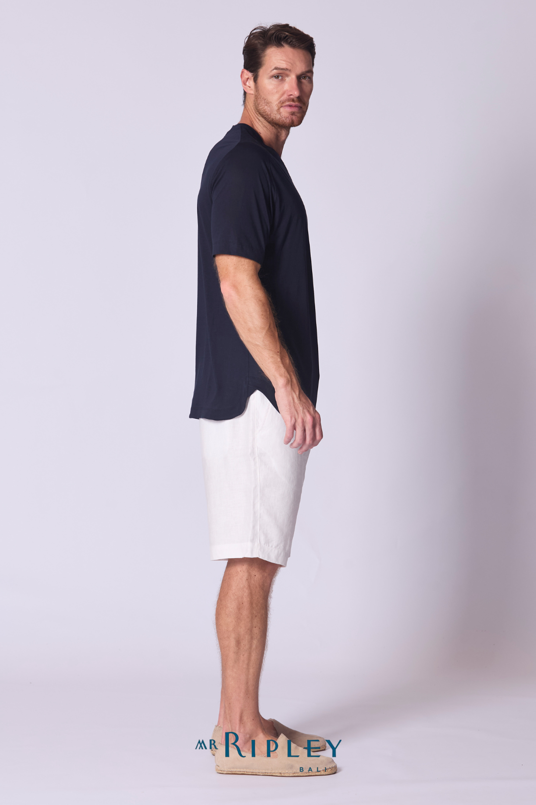 Cotton Supima Notched T Shirt in Navy