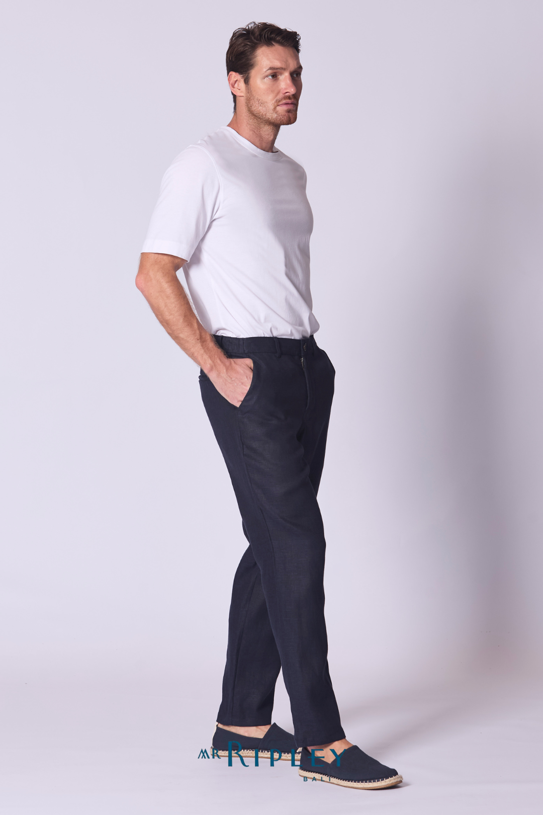 Linen Lounge Pant in Navy