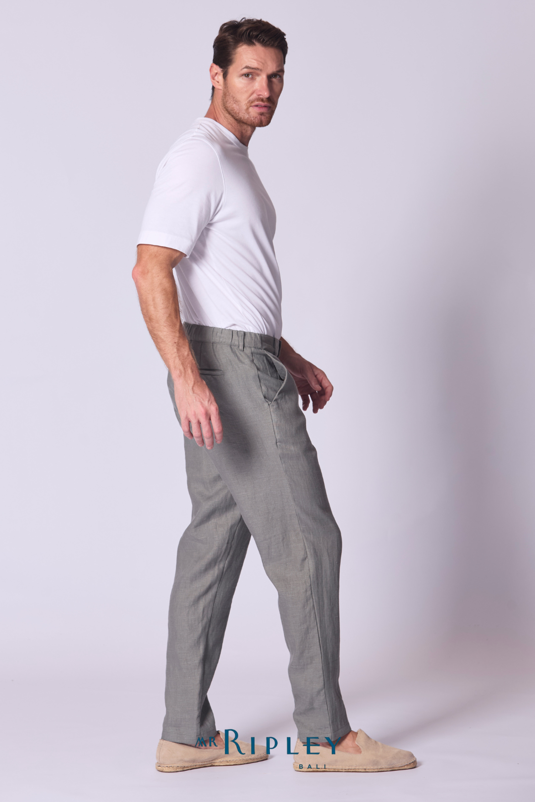 Linen Lounge Pant in Khaki