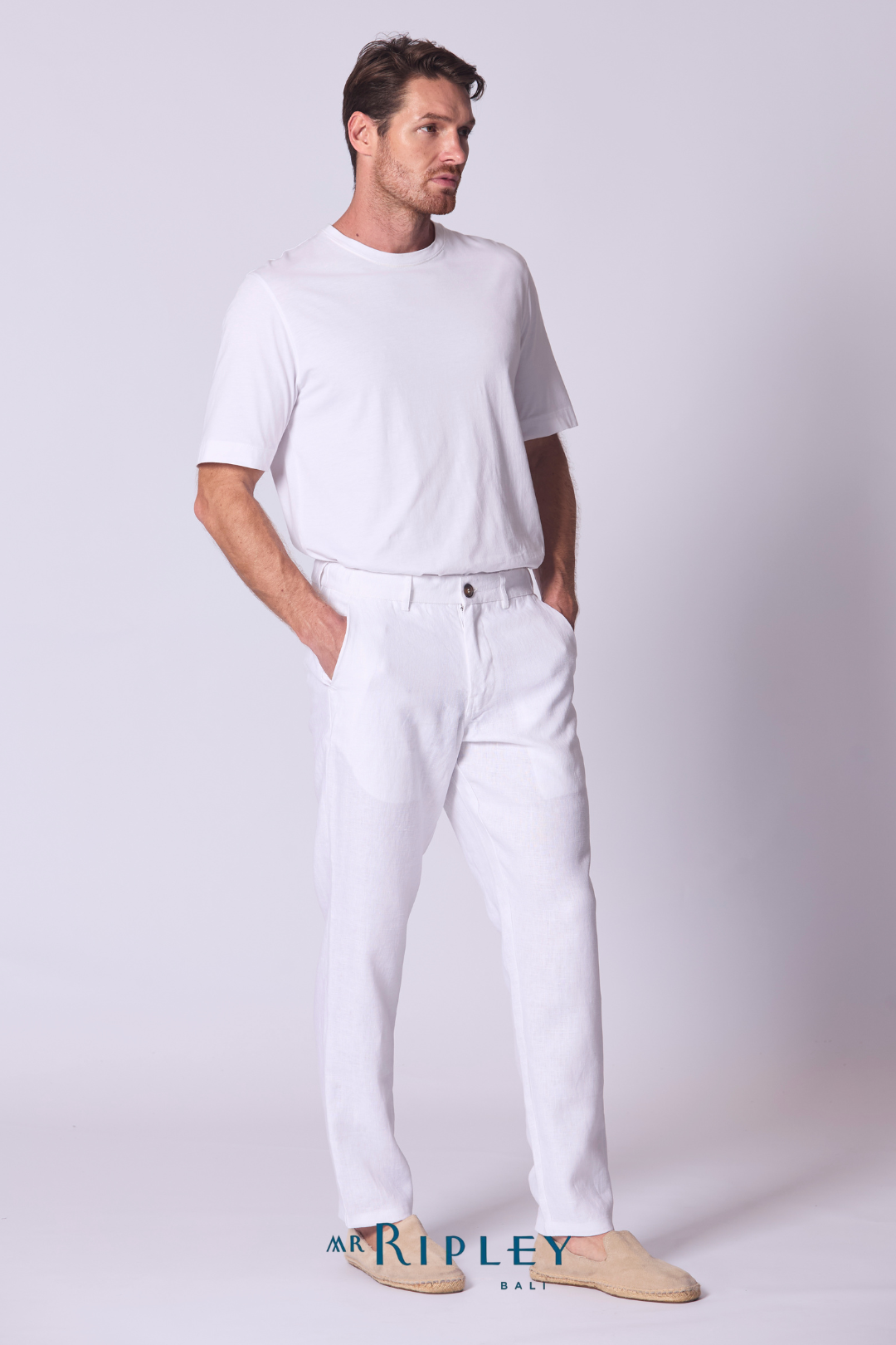 Linen Lounge Pant in White