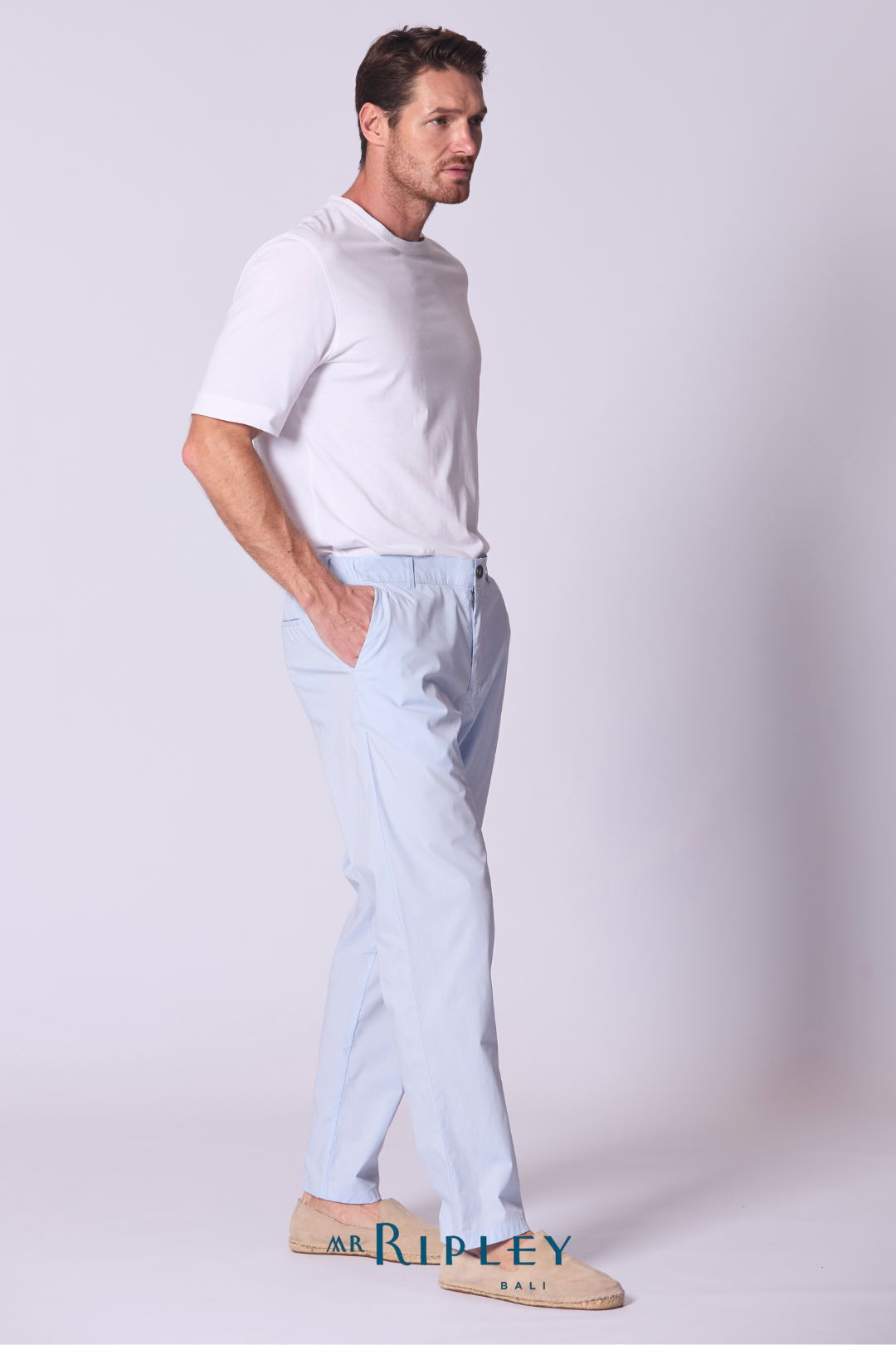 Relaxed Cotton Voile Lounge Pant in Chambray