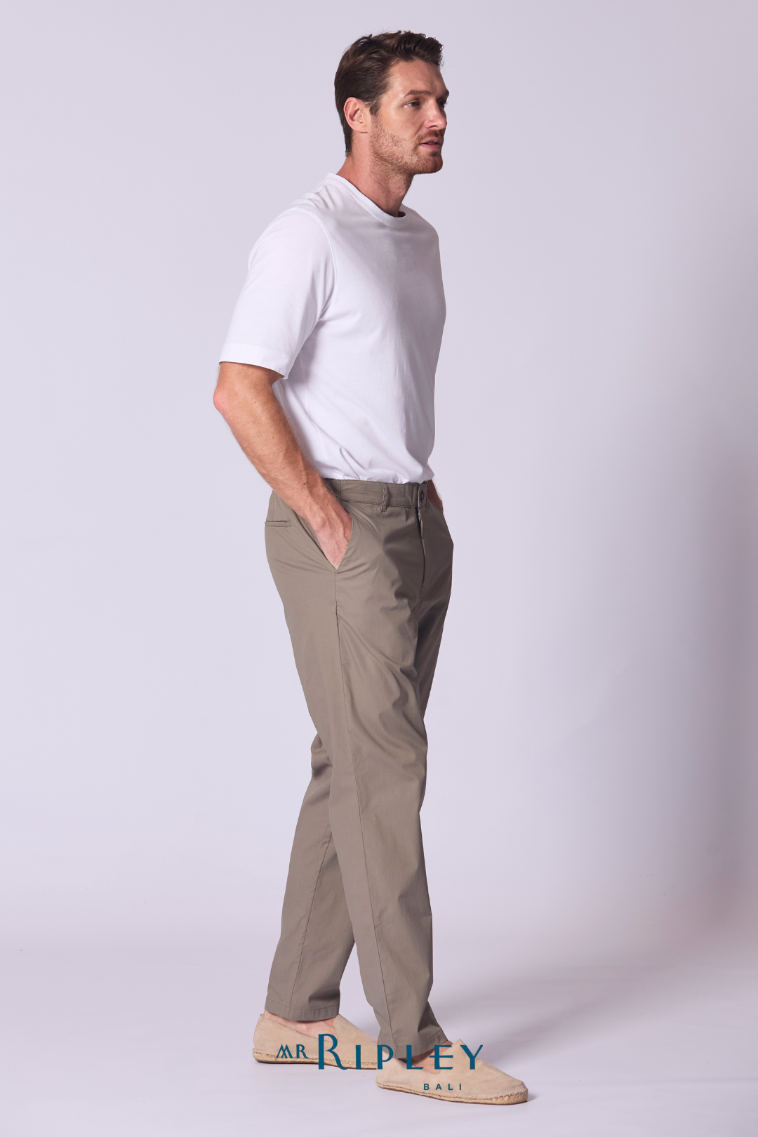 Relaxed Cotton Voile Lounge Pant in Khaki