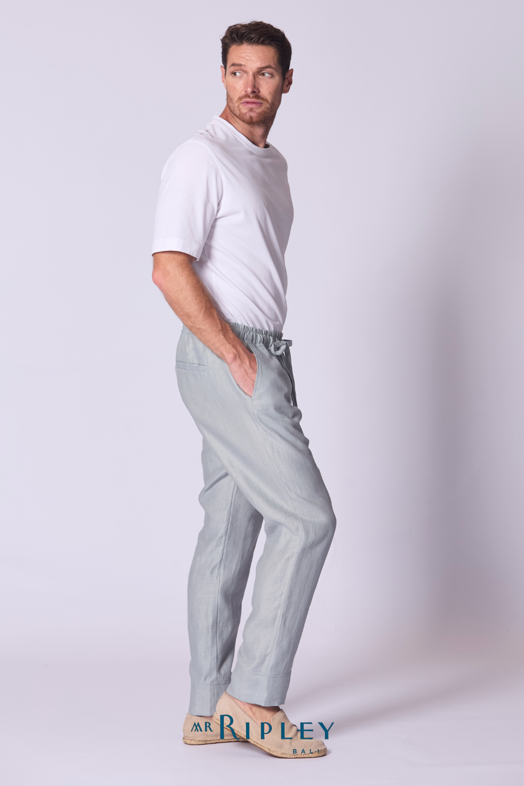 Relaxed Linen Lounge Pant in Dove Grey