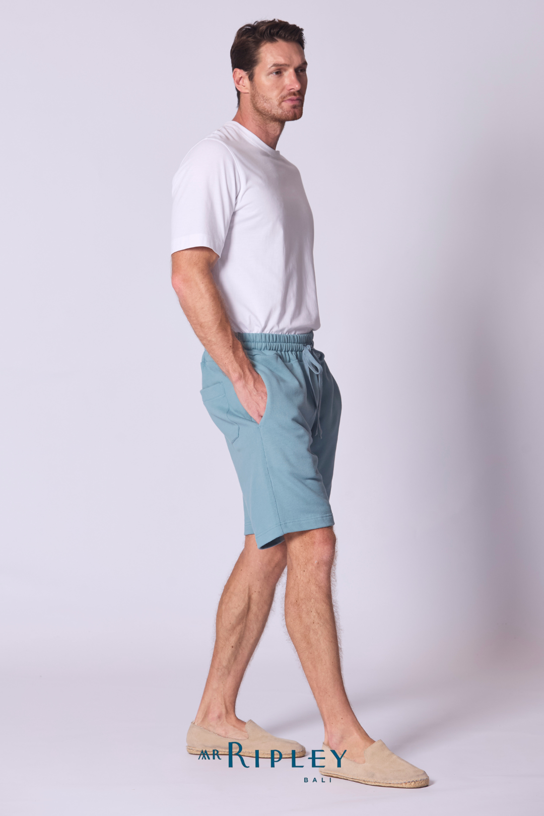 Relaxed French Terry Short in Capri Blue
