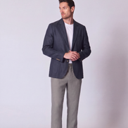Blazer Linen Klasik Biru Dongker yang Disesuaikan