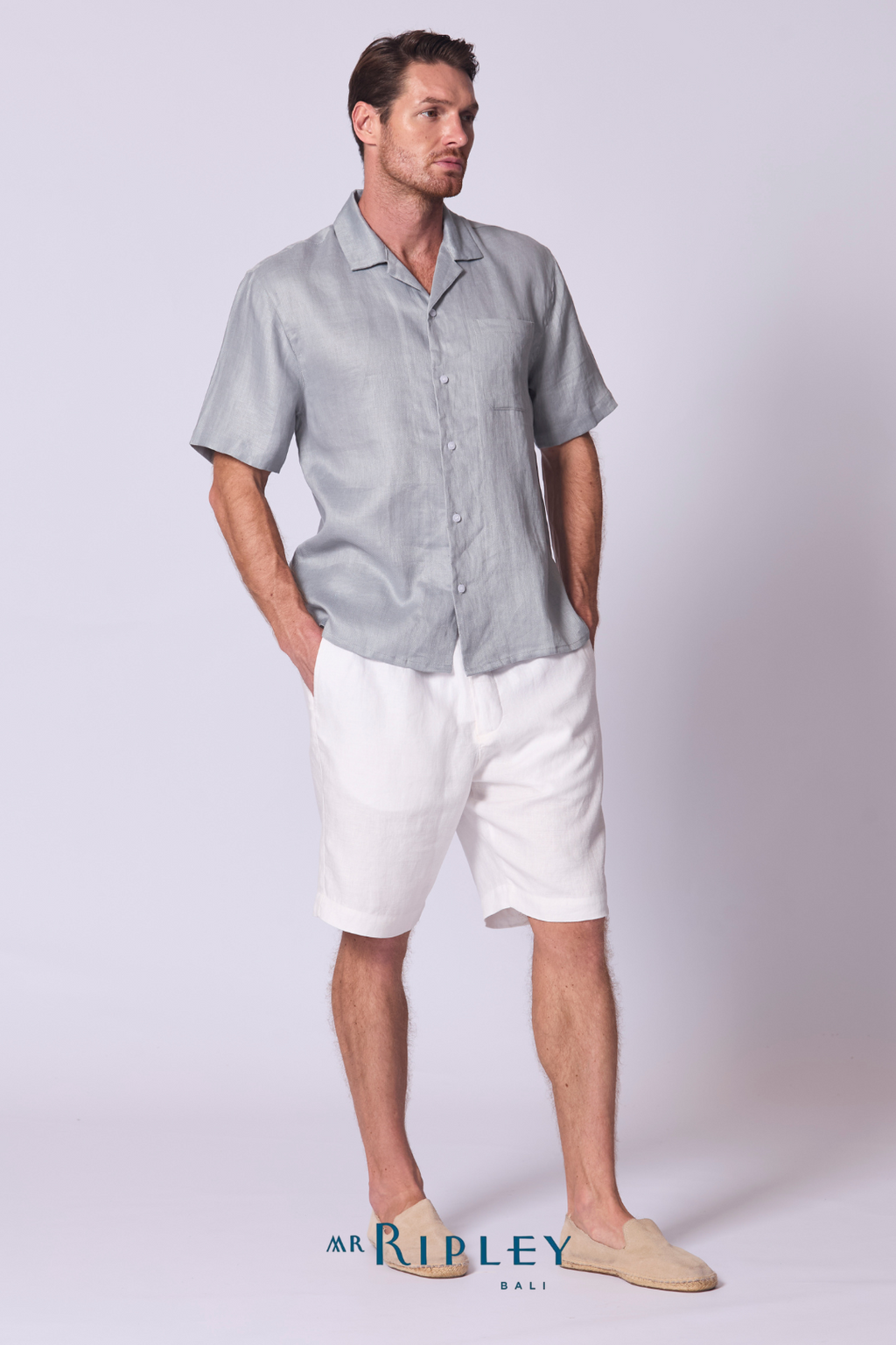 Camp Linen Shirt in Dove Grey