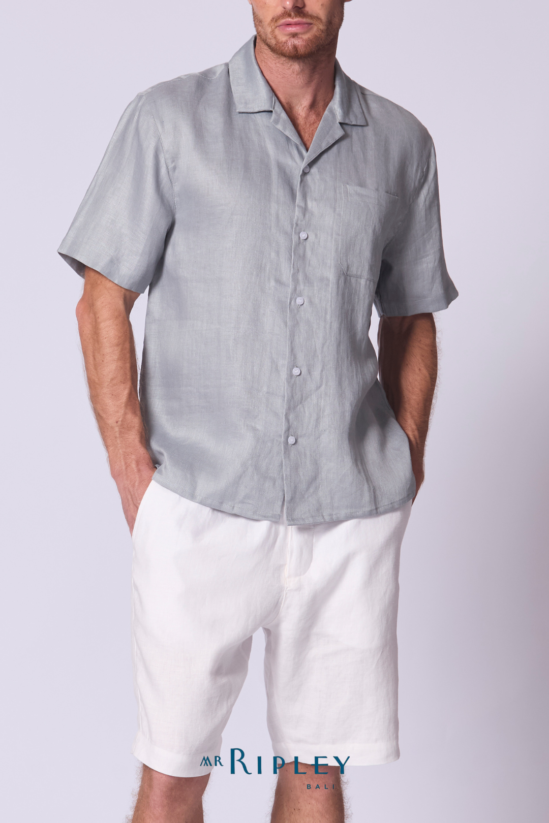 Camp Linen Shirt in Dove Grey