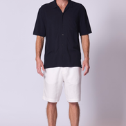Linen Viscose Camp Shirt Navy