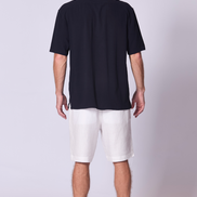 Linen Viscose Camp Shirt Navy