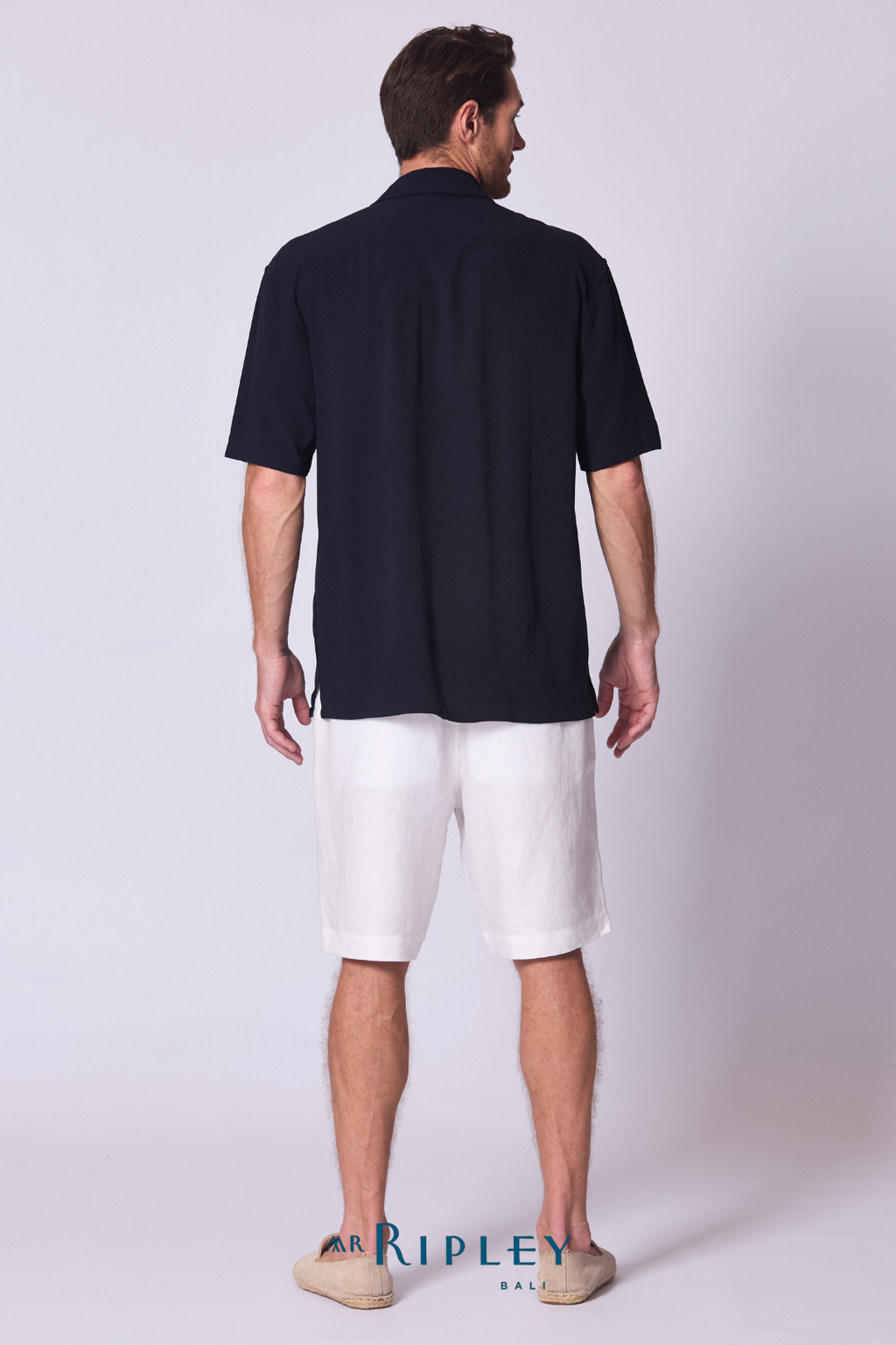 Linen Viscose Camp Shirt Navy
