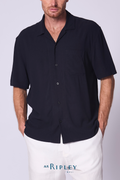 Linen Viscose Camp Shirt Navy