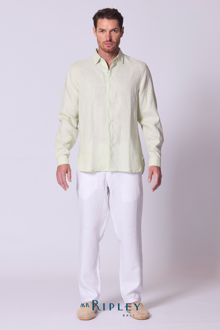 Classic Linen Shirt Long Sleeve in Seafoam