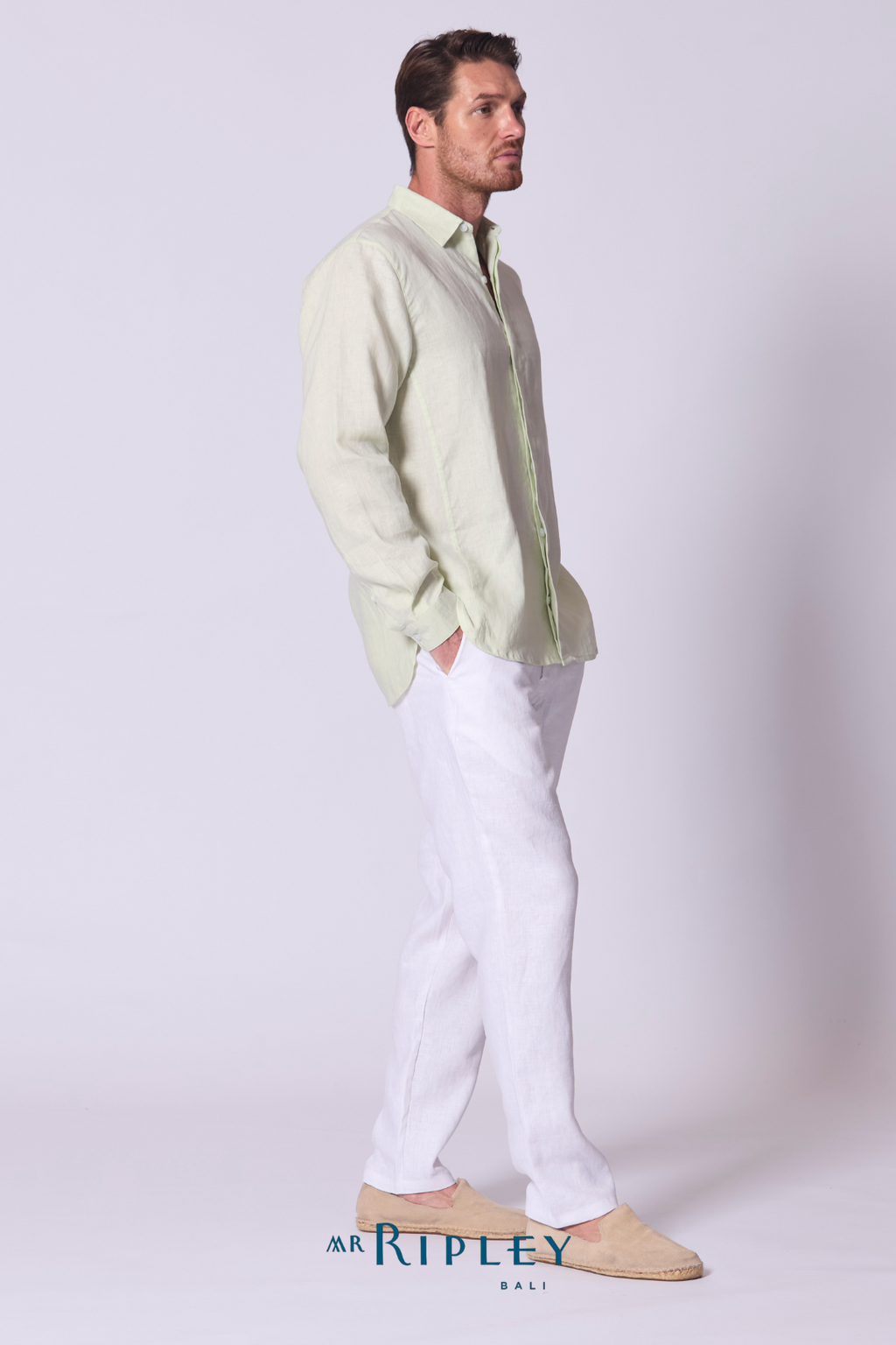 Classic Linen Shirt Long Sleeve in Seafoam