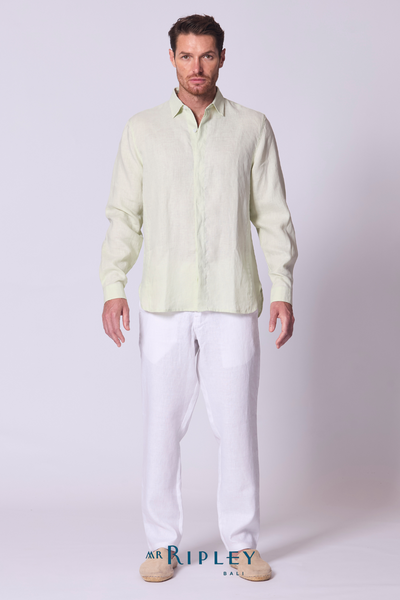 Classic Linen Shirt Long Sleeve in Seafoam
