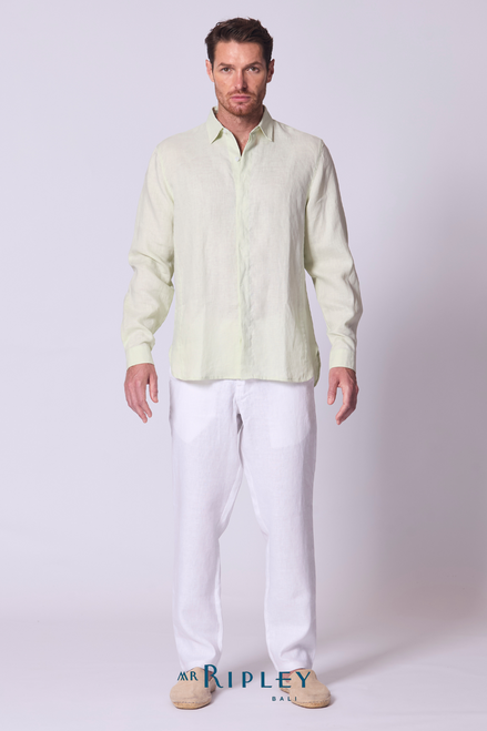 Classic Linen Shirt Long Sleeve in Seafoam