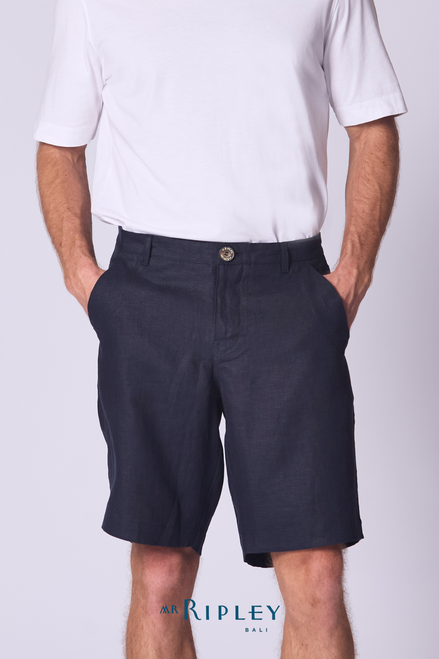 Classic Linen Short in Navy