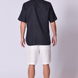 Short Sleeve Linen Shirt with Seam Detail Navy Blue