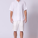 Short Sleeve Linen Shirt with Seam Detail White
