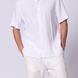 Short Sleeve Linen Shirt with Seam Detail White