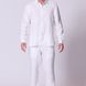Kemeja Lengan Panjang Linen dengan Detail Jahitan Warna Putih