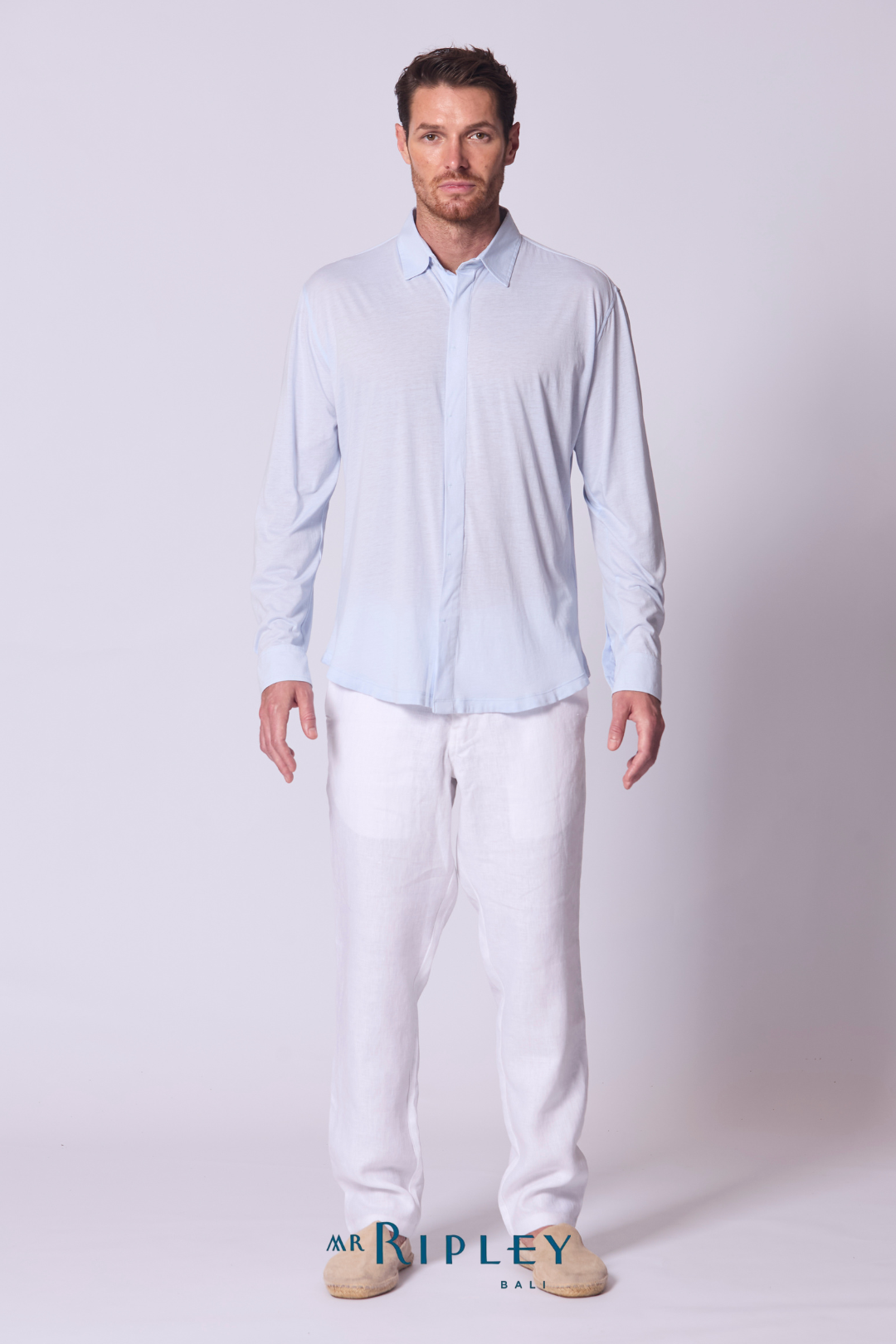 Cotton Supima Jersey Shirt in Chambray