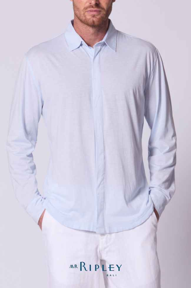 Cotton Supima Jersey Shirt in Chambray