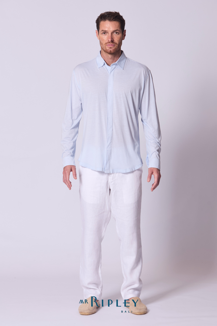Camisa de algodón Supima de punto liso en chambray