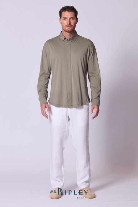 Cotton Supima Jersey Shirt in Khaki