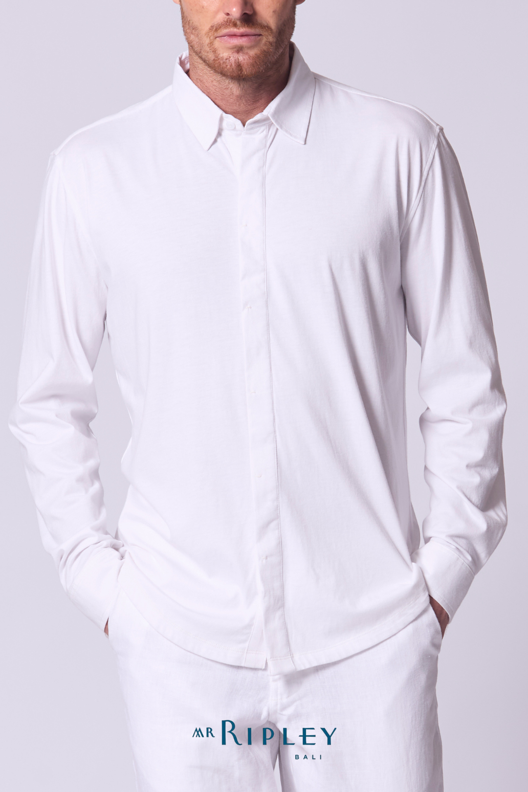 Cotton Supima Jersey Shirt in White