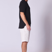 Cotton Supima Notched T Shirt in Black