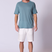 Cotton Supima Notched T Shirt in Capri Blue