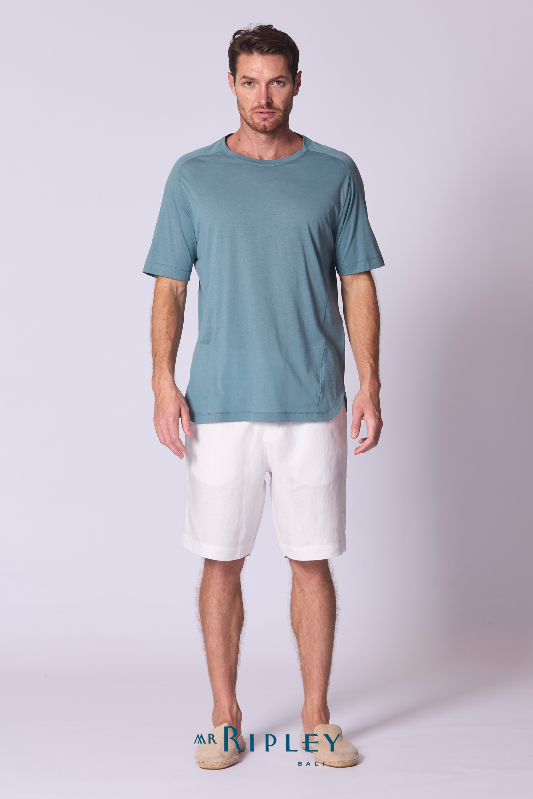 Cotton Supima Notched T Shirt in Capri Blue