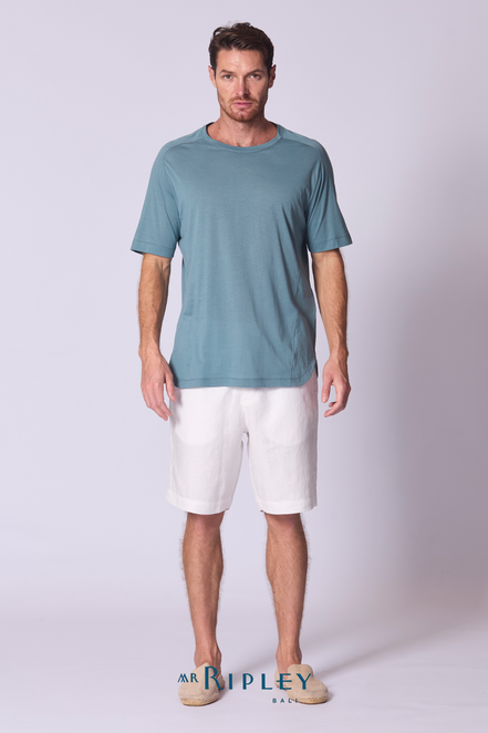 Cotton Supima Notched T Shirt in Capri Blue