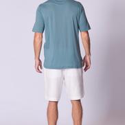 Cotton Supima Notched T Shirt in Capri Blue