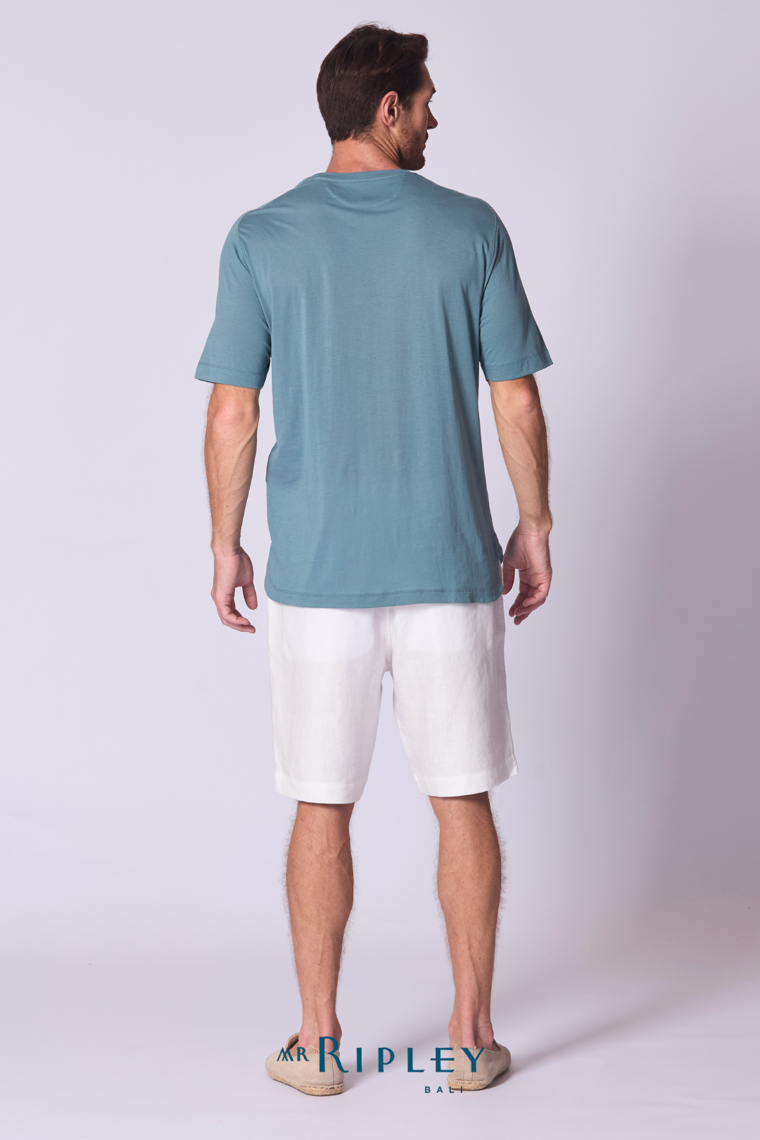 Cotton Supima Notched T Shirt in Capri Blue