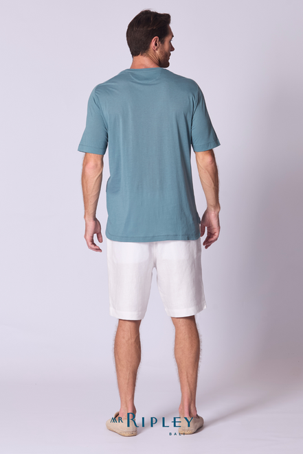 Cotton Supima Notched T Shirt in Capri Blue