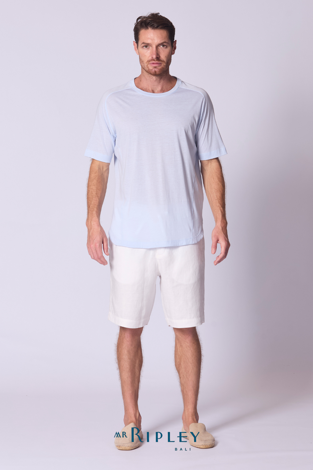 Cotton Supima Notched T Shirt in Chambray