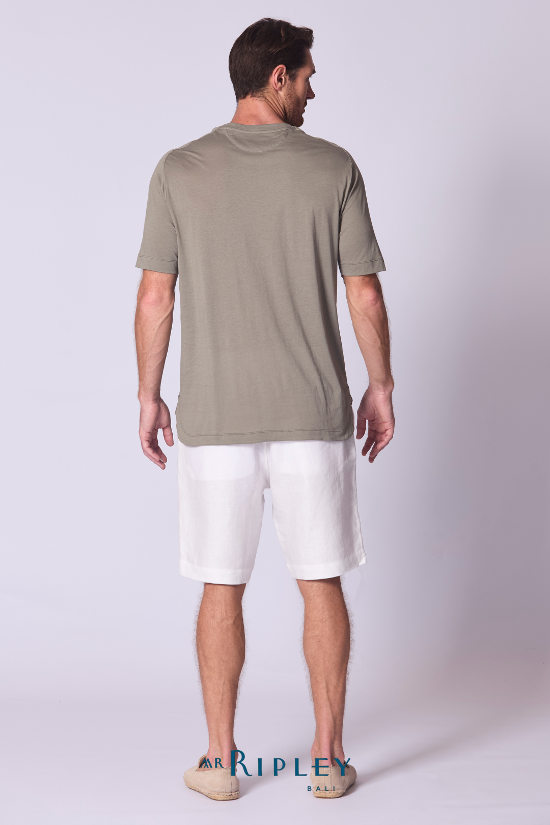 Cotton Supima Notched T Shirt in Khaki